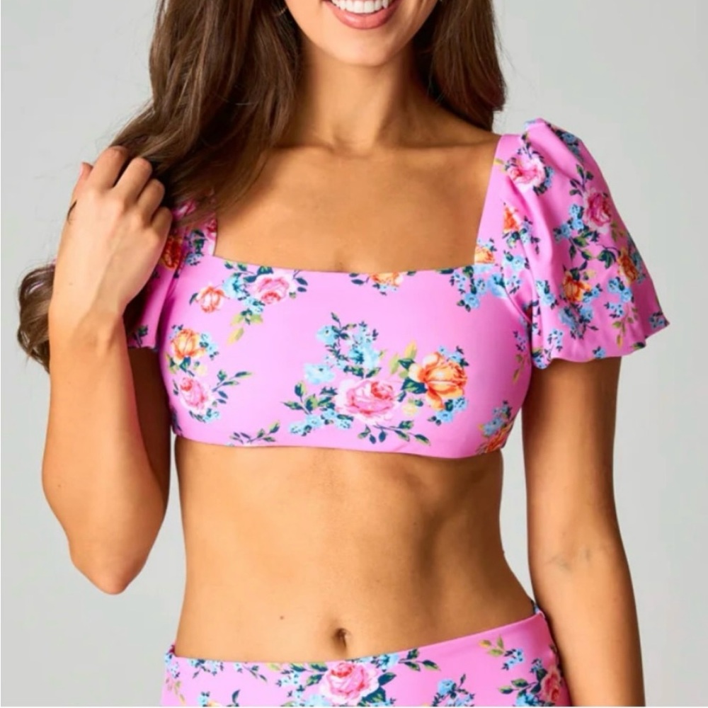 Buddy love jojo puff sleeve bikini top